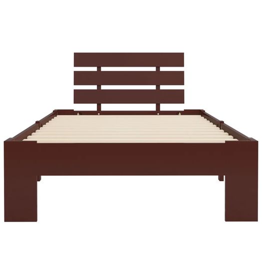 Bed Frame Dark Brown Solid Pine Wood 90x200 cm