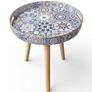 Stone Marble Round Indoor Side Tables with Detachable Wooden 3 Legs, Versatile Tray Table, Perfect For Round Coffee Table Tea, and Relaxation Time 15 Inch Bohemian Image 2