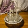 Vintage Mayell & CO Queen Anne Revolving Silver Plated Glass 5 Piece Condiment Cruet Set Image 2