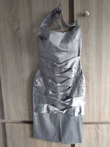 silver grey silver halter dress size xs-s
