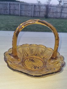Art deco amber glass basket