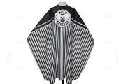Professional Cape Barbers Gown Hair Cutting Apron - THE BARBER Design - Black Stripes