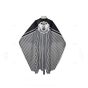 Professional Cape Barbers Gown Hair Cutting Apron - THE BARBER Design - Black Stripes