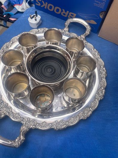 Silver Tray and cups