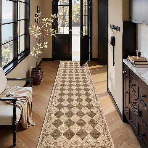 Runner Rugs for Hallway 80x300cm Non-Slip Kitchen Rug Washable Modern Carpet Runners for Hall Entryway Laundry Bedroom(Brown)
