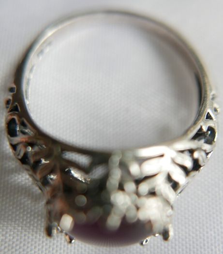 Vintage 925 sterling silver rose quartz & beryl ring 3,58g size P1/2