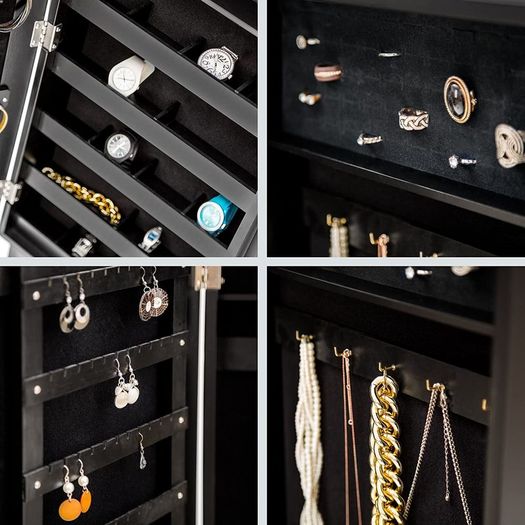 Luxury Mirror Jewellery Cabinet Black - Free Delivery Nationwide