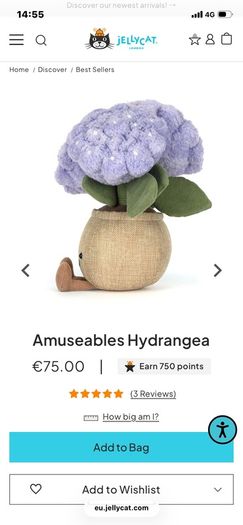 New JELLYCAT Amuseables Hydrangea