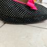 Luca ladies platform leather shoes- black/white with pink bow Image 4