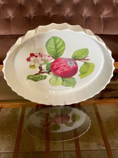 Large Portmeirion Pomona Hoary Morning Apple 10 in 27cm Cottagecore Oven Tart Quiche 1980s