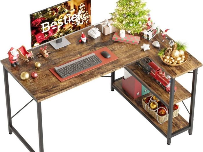L Shaped Desk Small Corner Desk with Shelves 120CM Reversible Computer Desk Writing Table with Bookshelf for Home Office Small Space LOTS OF COLOURS AVAILABLE, SEE PHOTOS (FREE POSTAGE)