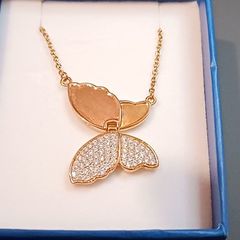 New Beautiful Sterling Silver Two Tone Gold Plated Necklace
