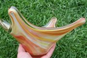 Vintage Hand Blown Glass Fluted Bowl, Dirwood Glass 10,4" x 9,3" H 5,3"