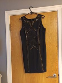 Dunnes  Stores Black Stud Ponte Dress.  S.14     B.N.W.T.