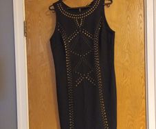 Dunnes  Stores Black Stud Ponte Dress.  S.14     B.N.W.T.