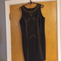 Dunnes  Stores Black Stud Ponte Dress.  S.14     B.N.W.T.