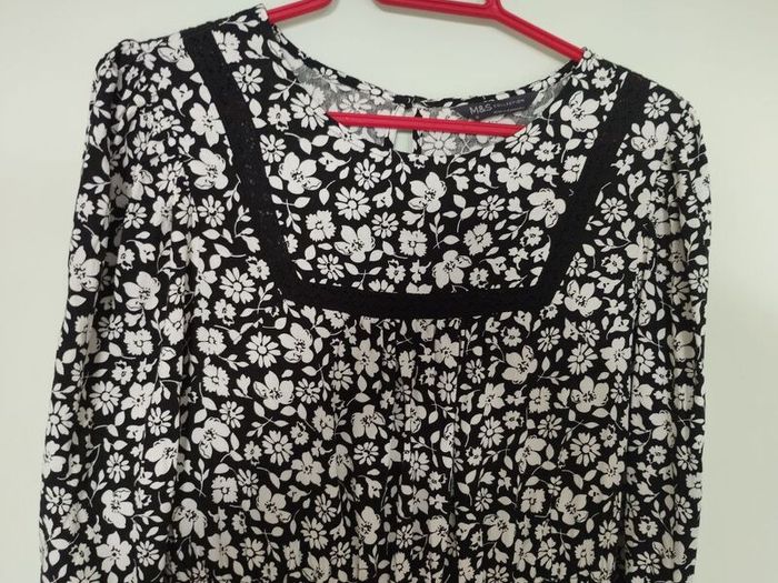 M&S Black & White Floral Midi Dress