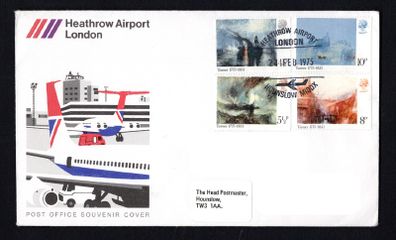 1975 Great Britain Birth Bicentenary of J.M.W. Turner (painter) Commemorative Stamps Heathrow Airport London addressed First Day Cover (FDC) with Heathrow Airport Airport London cancel