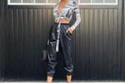 Long Sleeve Newspaper Pattern Top