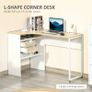 L-Shaped Corner Computer Desk Study Table PC Work w/ Storage Shelf Drawer Smooth Slide Office Home Workstation Space Saving  Light Brown Image 5