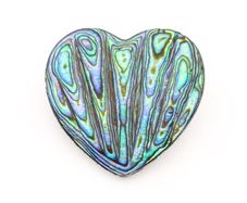 925 Silver Abalone Heart Brooch