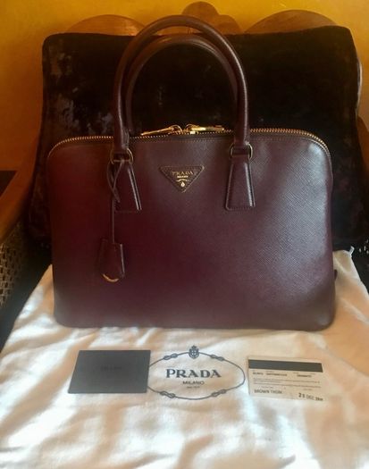 Stunning Prada Saffiano Lux Leather Burgundy Handbag