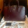 Stunning Prada Saffiano Lux Leather Burgundy Handbag Image 4