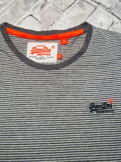 Vintage Superdry Orange Label Mens Stripe Long Sleeve T-shirt Size XXL