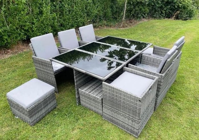 New Garden Cube Rattan Furniture / Dining Table / Chairs / Delivery