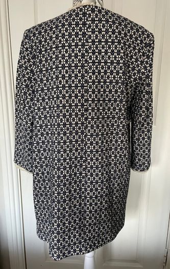 Zara Blue & White Longline Jacket/Coat - Size XL