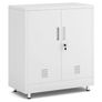Metal Storage Cupboard with Locking Doors and Adjustable Shelf, Small Lockable Sideboard Buffet Cabinet for Home Office Hallway Entryway Living Dining Room White Image 4
