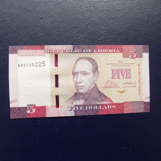 Liberia 2016.5 Dollars.Crisp,bright Uncirculated Banknote.