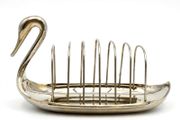 Vintage silver plated swan toast rack