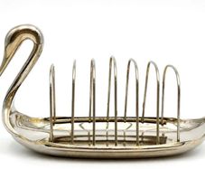 Vintage silver plated swan toast rack