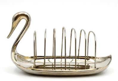 Vintage silver plated swan toast rack