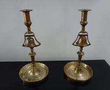 Tavern Bell Brass Candleholders
