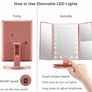Vanity Makeup Mirror,1x/2x/3x Tri-Fold Makeup Mirror with 21 LED Lights and Adjustable Touch Screen Image 8
