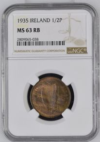 Ireland 1935 | Irish 1/2d | Half Penny | KM.2 | MS 63 RB