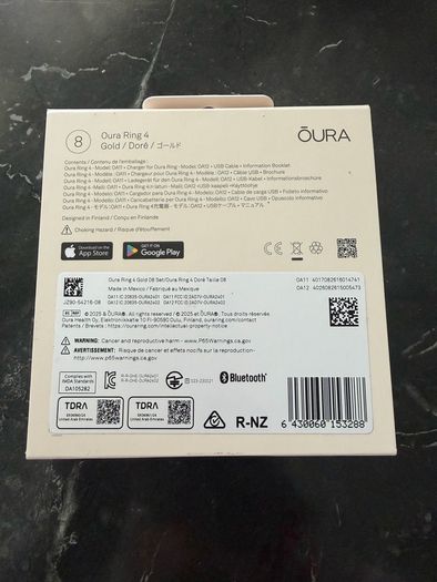 Oura Ring size 8 gold ( brand new unopened)
