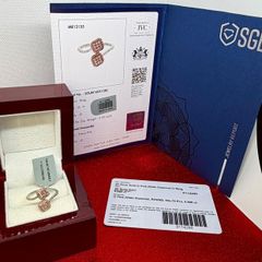 Gold 9K Rose Gold SGL Certified Natural Pink Diamond & White Diamond