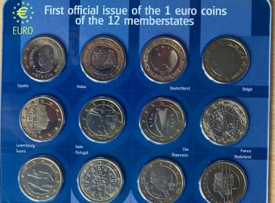 12 countries first issue EU 1 euro coins