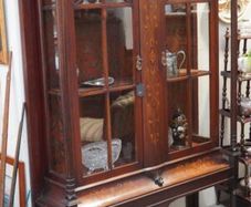 Antique English Mahogany Display Cabinet with Inlay