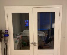 Painted oak double doors with glass
