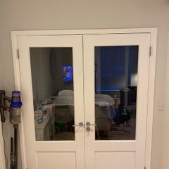 Painted oak double doors with glass