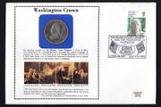 1976 Great Britain Washington Crown Cover Celebrating the 200th Anniversary of USA tying 11p commemorative stamp with cancel "200 Year of Life, Liberty and the Pursuit of Happiness"