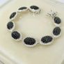 Natural Black Spinel Cambodian Zircon Halo Bracelet Image 4