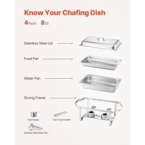 Features & Details Elegant Silver Finish: The modern silver color of this chafing dish warmer adds a sophisticated touch to any event. Whether it's a buffet, party, or wedding, this sleek design enhances your table setting and elevates the atmosphere 