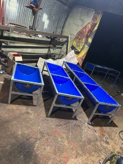 Galvanised cattle troughs