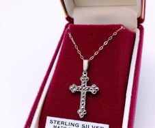Silver Cross With Marcasites