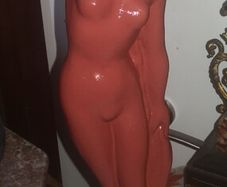 Glazed terracotta nude with water jug